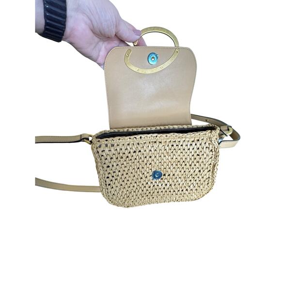 Oscar de la Renta NWT Oath Crochet Raffia Crossbody in Natural - Picture 10 of 16